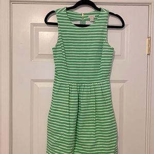 J Crew Daybreak Dress green and white stripped XXS